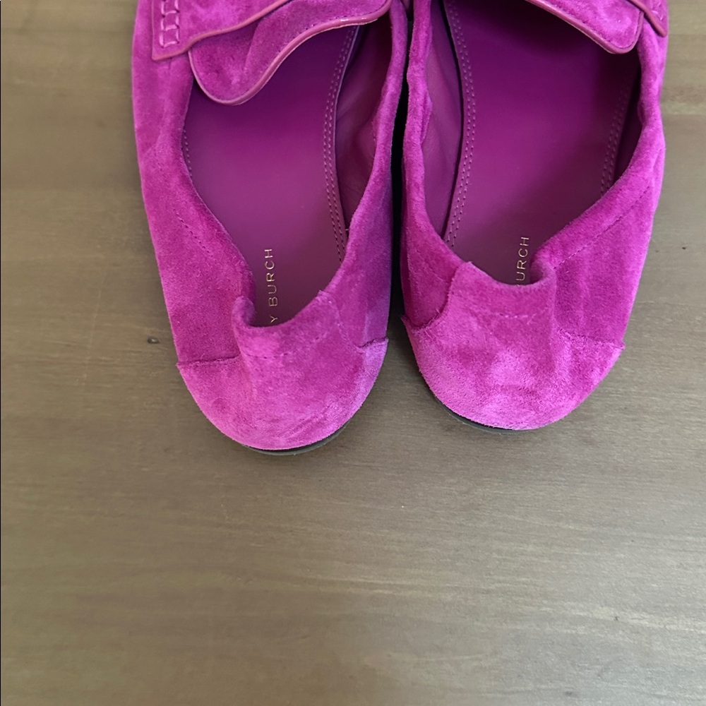 Tory Burch Magenta Suede Ballet Loafers - Picture 5 of 5